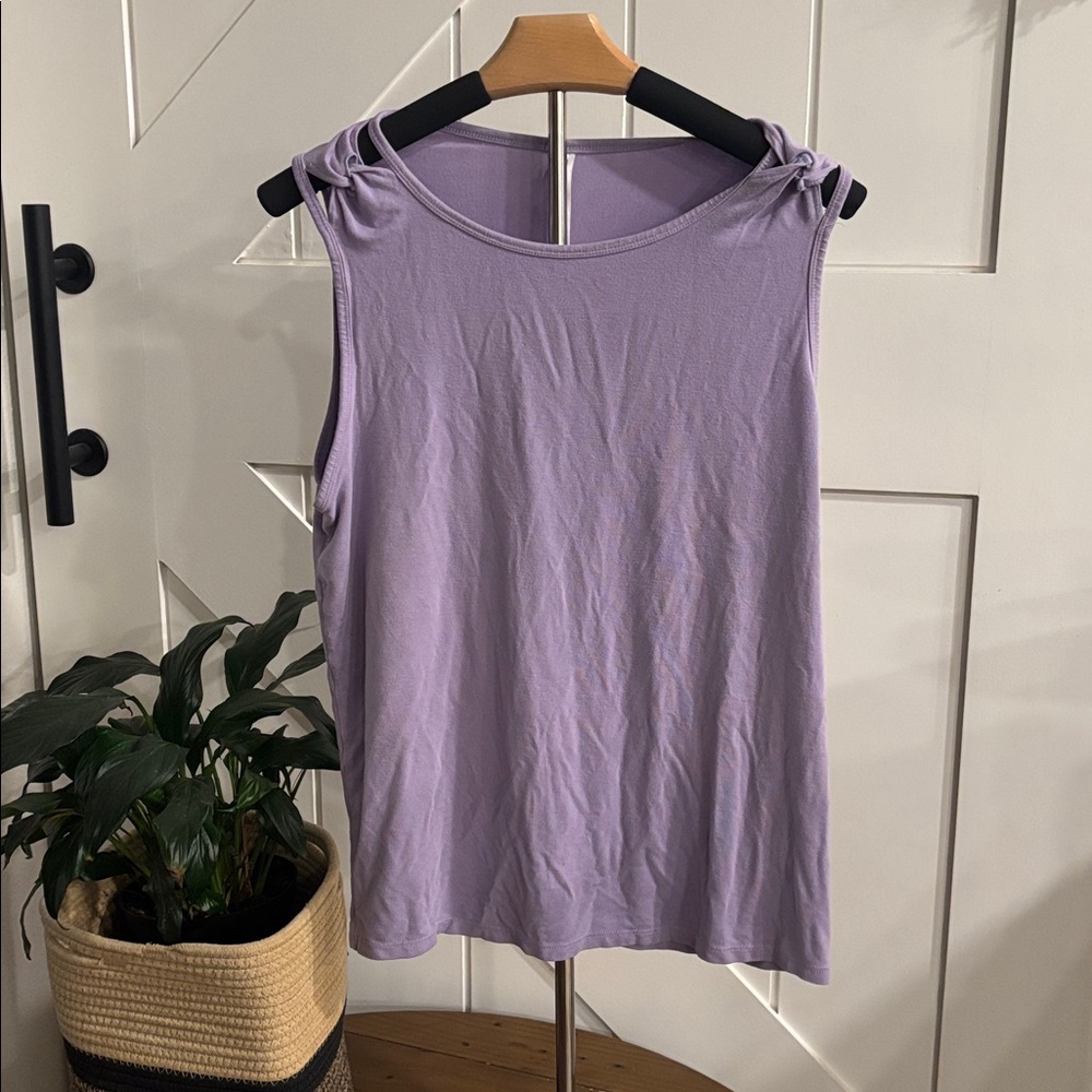 Fabletics Madeline Shoulder Twist Tank Small Lilac Heather